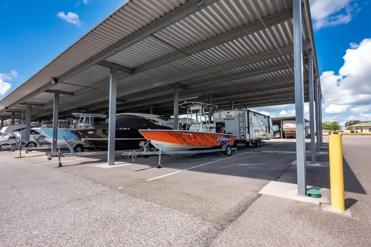 Covered parking with boat